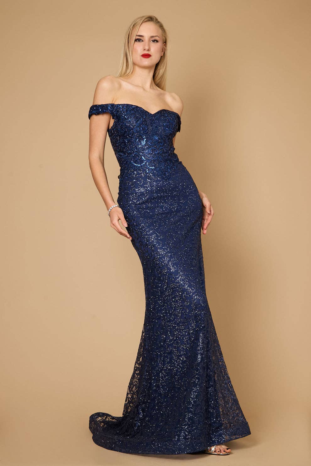 Kos Couture - Wholesale Gown - Women's - Long Mermaid Fitted Evening Dress 4