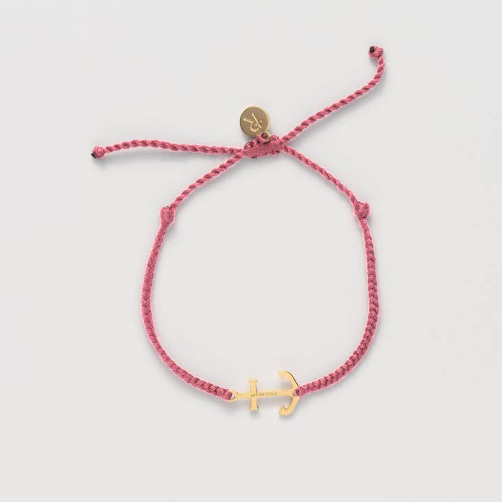 Anchor Dusty Rose Braided Cord Bracelet for wholesale by Rizen Jewelry