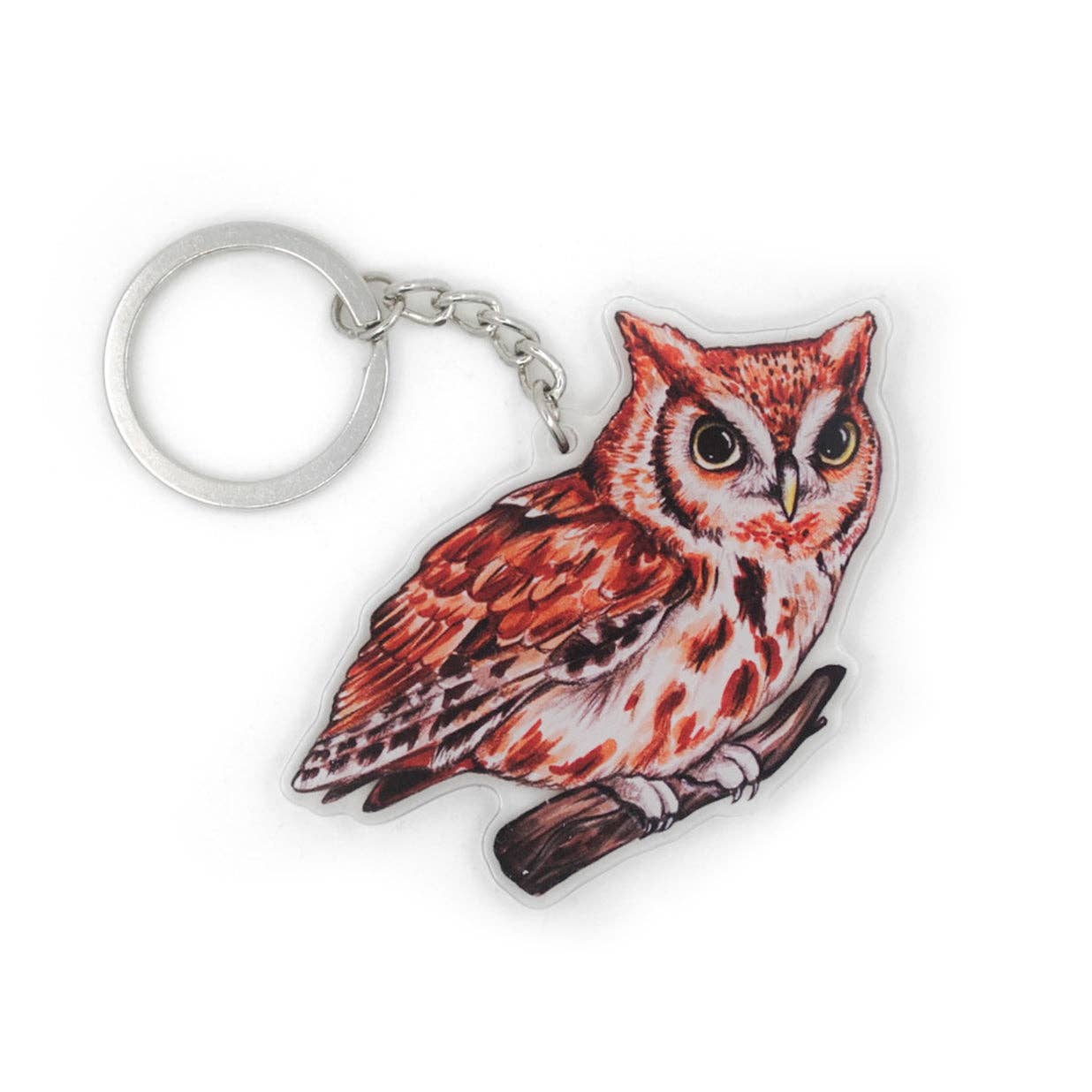 Allison Stoiser Art - Wholesale Keychain - Unisex - Eastern Screech Owl Double-Sided Acrylic Keychain
