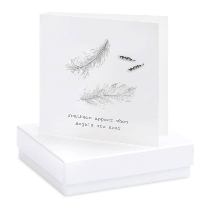 Clous d'oreilles en argent - Boucles d'oreilles plume en argent - Carte de condoléances pour la vente par Crumble & Core