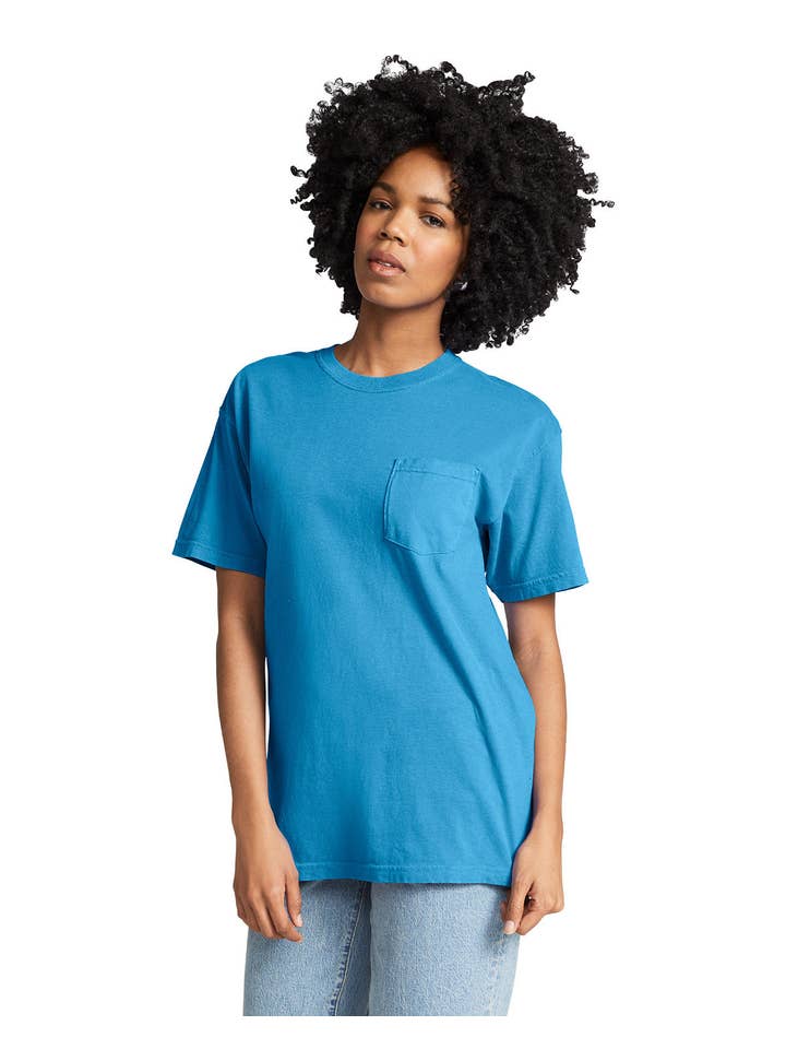 Total Apparel - Wholesale T-Shirt - Unisex - Comfort Colors Garment-Dyed Pocket Blank T-Shirt | 6030CC32