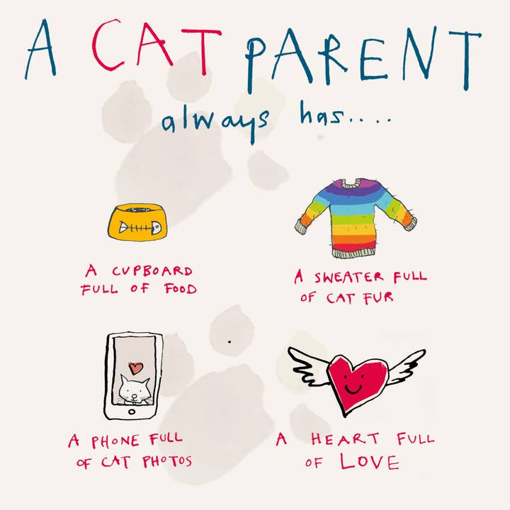 'Cat Parent' Everyday Greeting Card for wholesale by Poet and Painter