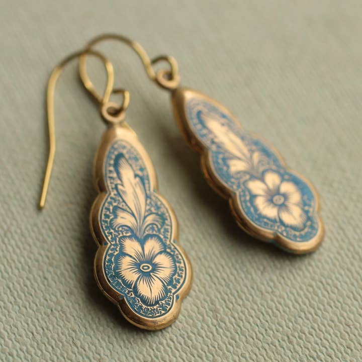 Silk Purse, Sow's Ear - Wholesale Dangle Earrings - Forget Me Not Blue Victorian Drop Earrings0