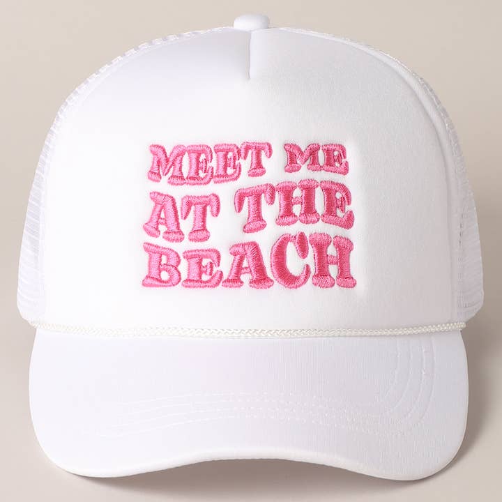Fashion City - Vente Casquette de camionneur – femme - Casquette arrière en maille brodée Meet Me At Beach19