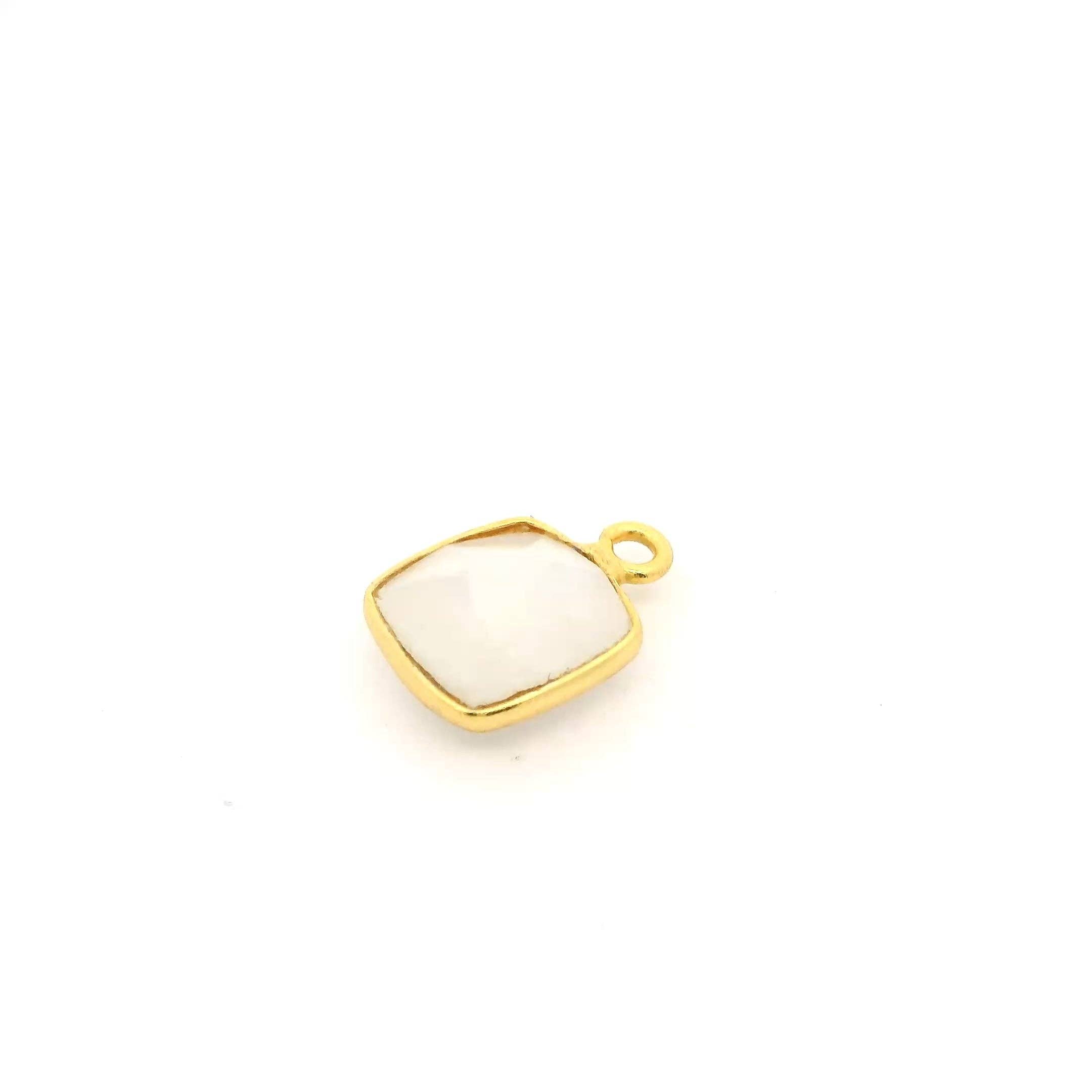 Purity Beads - Wholesale Individual Charm/Pendant - 8mm Cushion Gemstone Pendants – 1-Loop Charms | Sterling Silver & Gold Plated | Choose from 14 Gemstones | 10pcs Pack1