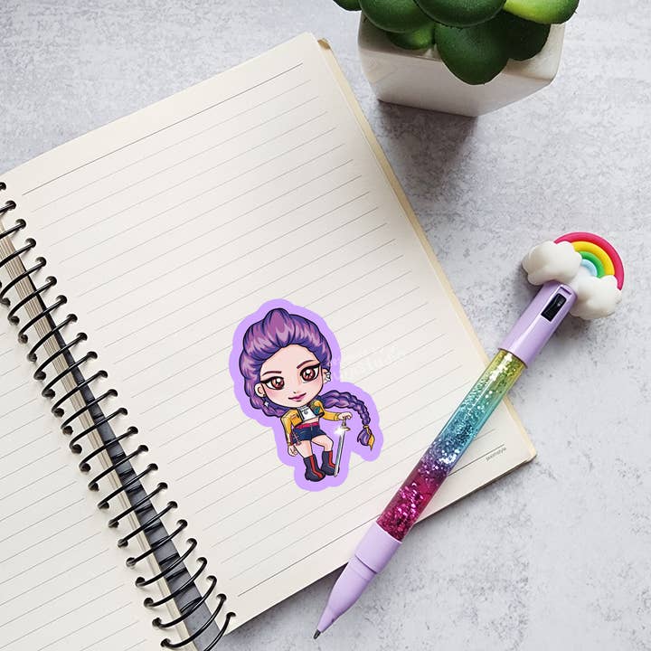 Muijistudio – wholesale Sticker – Purple Kpop Korean Girl Rumi Demon Hunter Vinyl Sticker1
