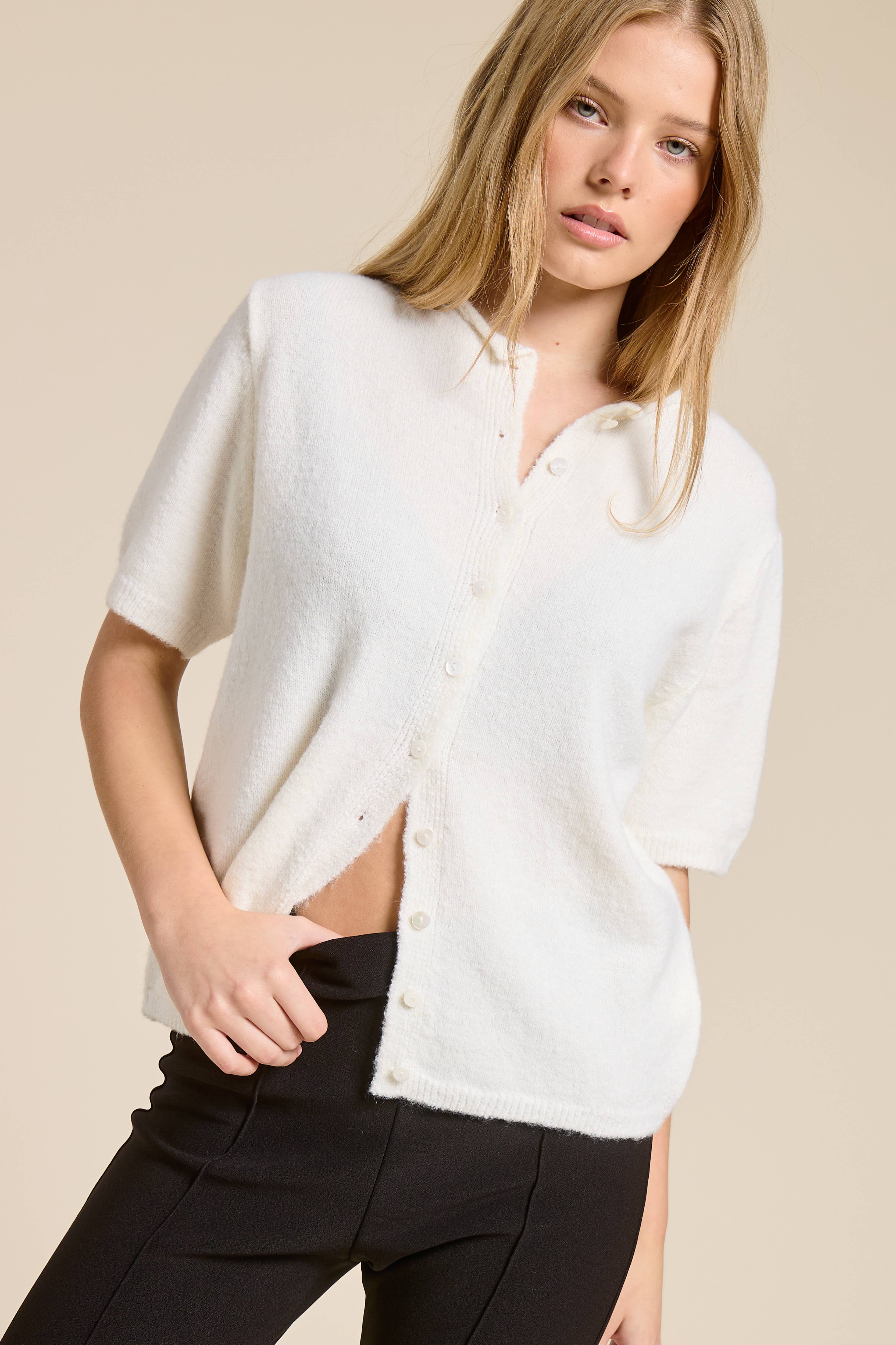 Mimosa - Wholesale Cardigan - Women's - Short Sleeve Button Down Cardigan Top28