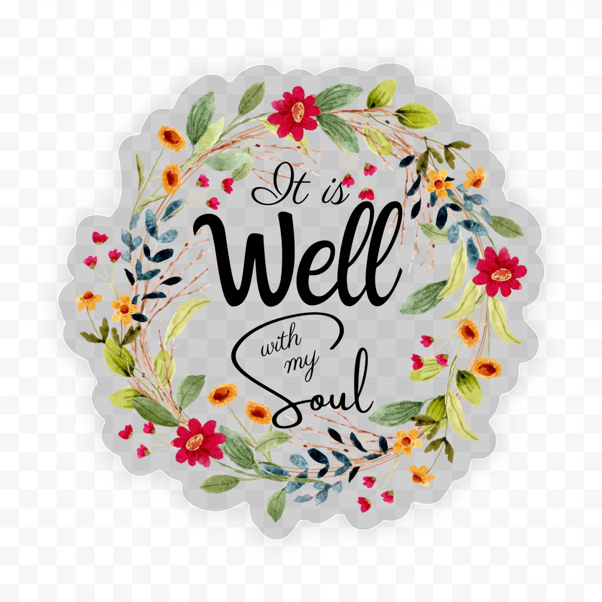 Savannah and James Co - Wholesale Sticker - It Is Well With My Soul Clear Vinyl, Sticker, 3x3 in.