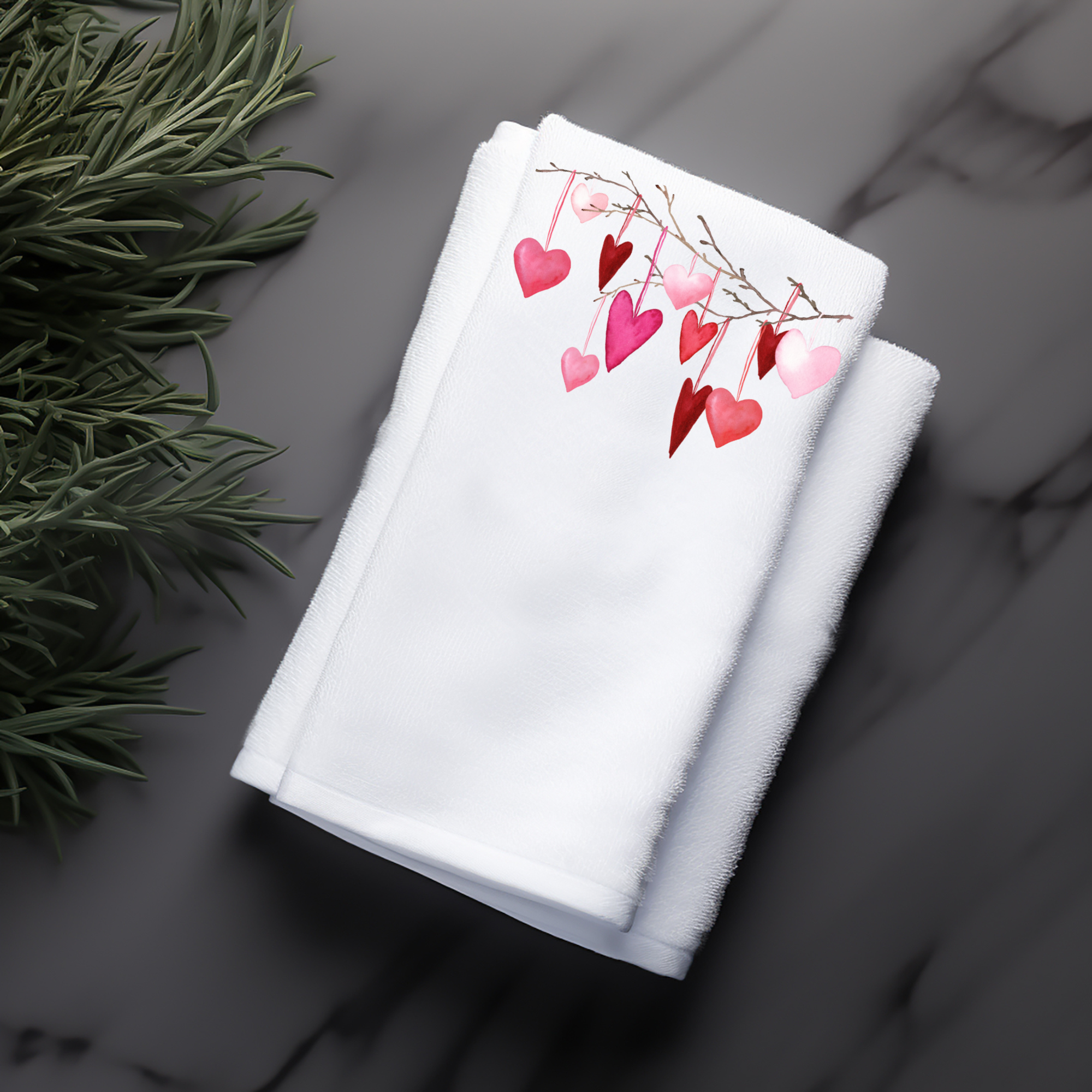 Fernville Creations - Wholesale Hand Towel - Valentine Heart Tip Towel, Spring Tea Towel, Elegant Bath7