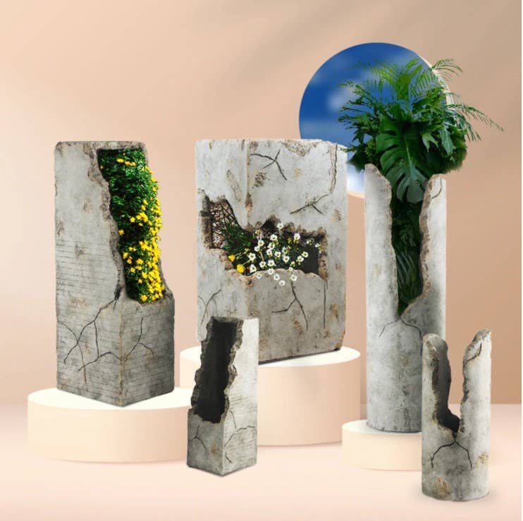 25.5" Tall - Urban Collection | Polyresin Planter, Concrete for wholesale on Faire3