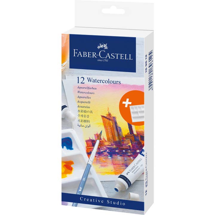 Faber-Castell w/c Set with Palette, 12 x 9 ml Tubes for wholesale by West Design Products UK