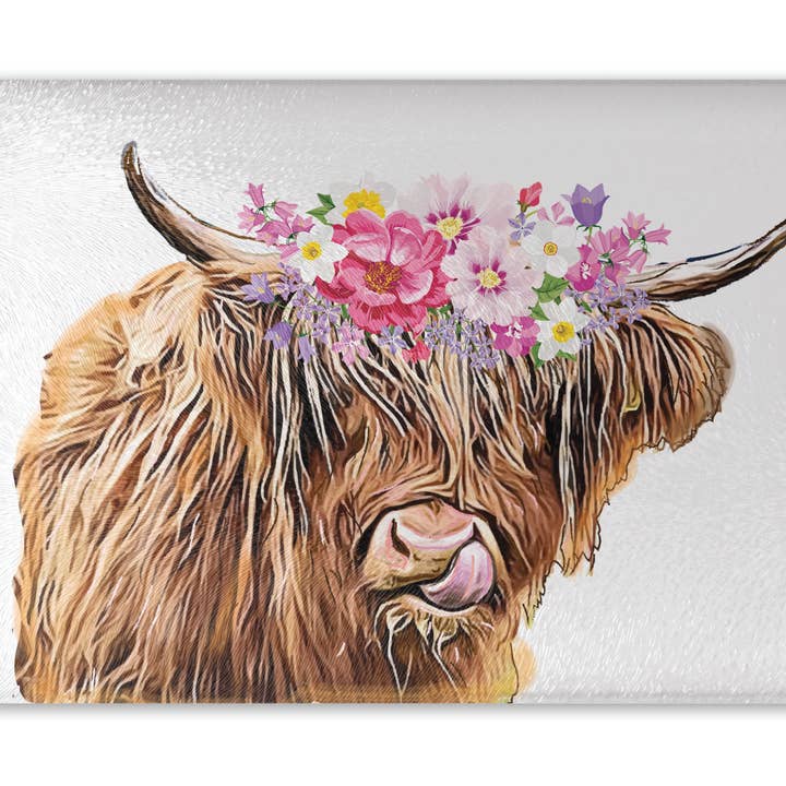 Planche à découper en verre pour charcuterie - Vache pour la vente par Dusty & Delilah Designs