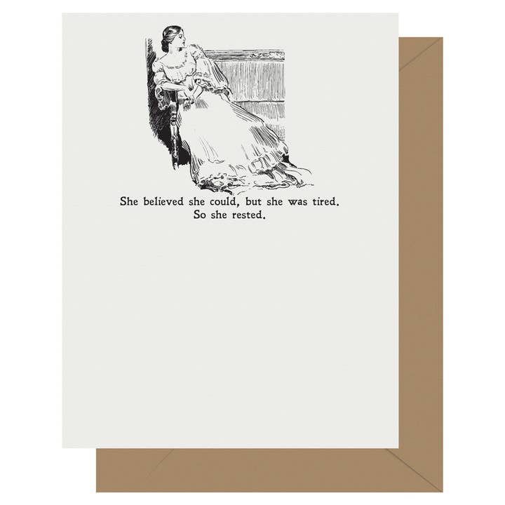 Gibson Girl She Rested Letterpress Greeting Card for wholesale by Letterpress Jess