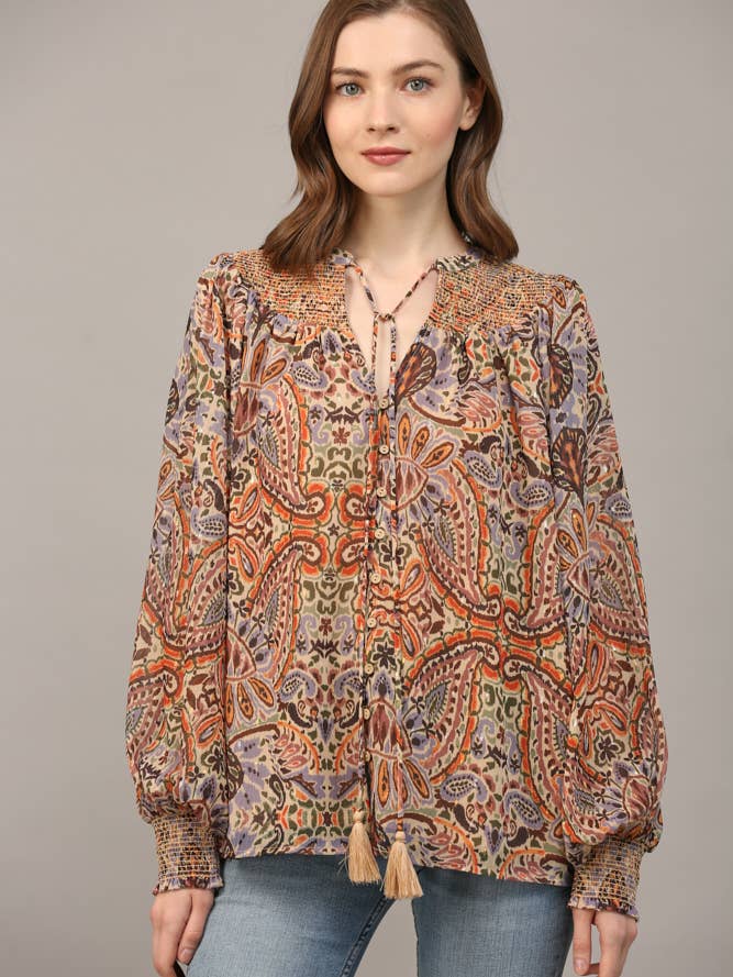 ESTAMPA ESTAMPADA COM BLUSA DE CHIFFON LUREX COM JIFFON FT25161 por atacado de FATE