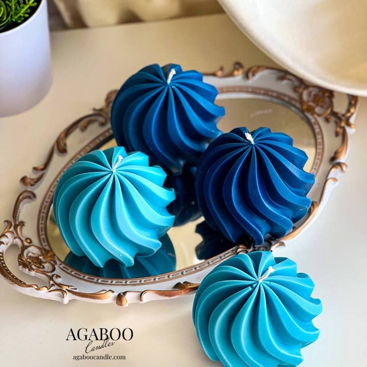 Agaboo Candle - Wholesale Novelty Candle - Artisan Swirl Ball Candle 4x4in - Shaped