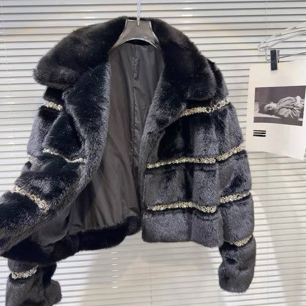 Productseeker - Wholesale Fur/Faux Fur Coat - Women's - CT128 2025 Handcrafted Beaded Sequin Faux Fur Winter Coat2