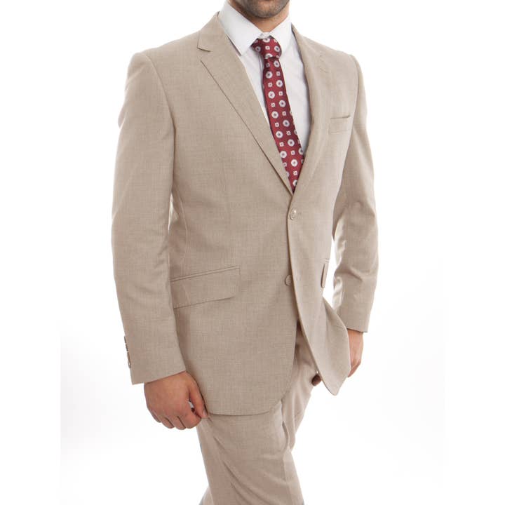 Mens Suit Premium Wool 2pc Modern Fit, Tan for wholesale by Suits America