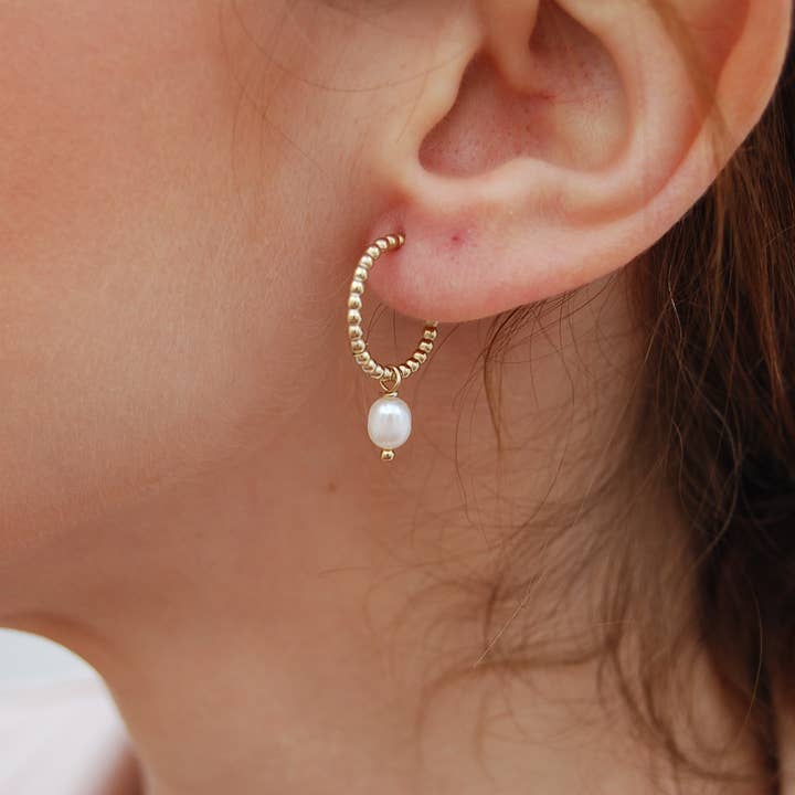 Brincos de argolas em prata 925, brincos de pérolas, brincos de casamento por atacado de Yneda Jewels