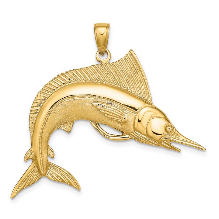10K 2-D Polished / Satin STRIPED MARLIN Charm for wholesale by Sophia Jewelers
