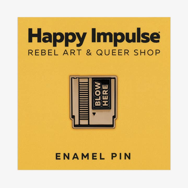 Retro Game Cartridge - Blow Here – Enamel Pin - 0.75" for wholesale by Happy Impulse