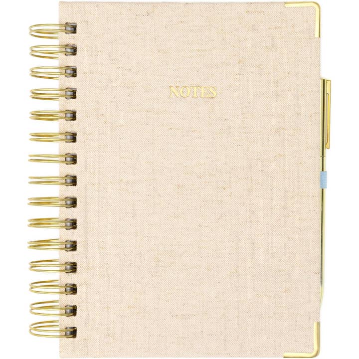 Spiral Fabric Notebook With Pen - Linen for wholesale by Elyn