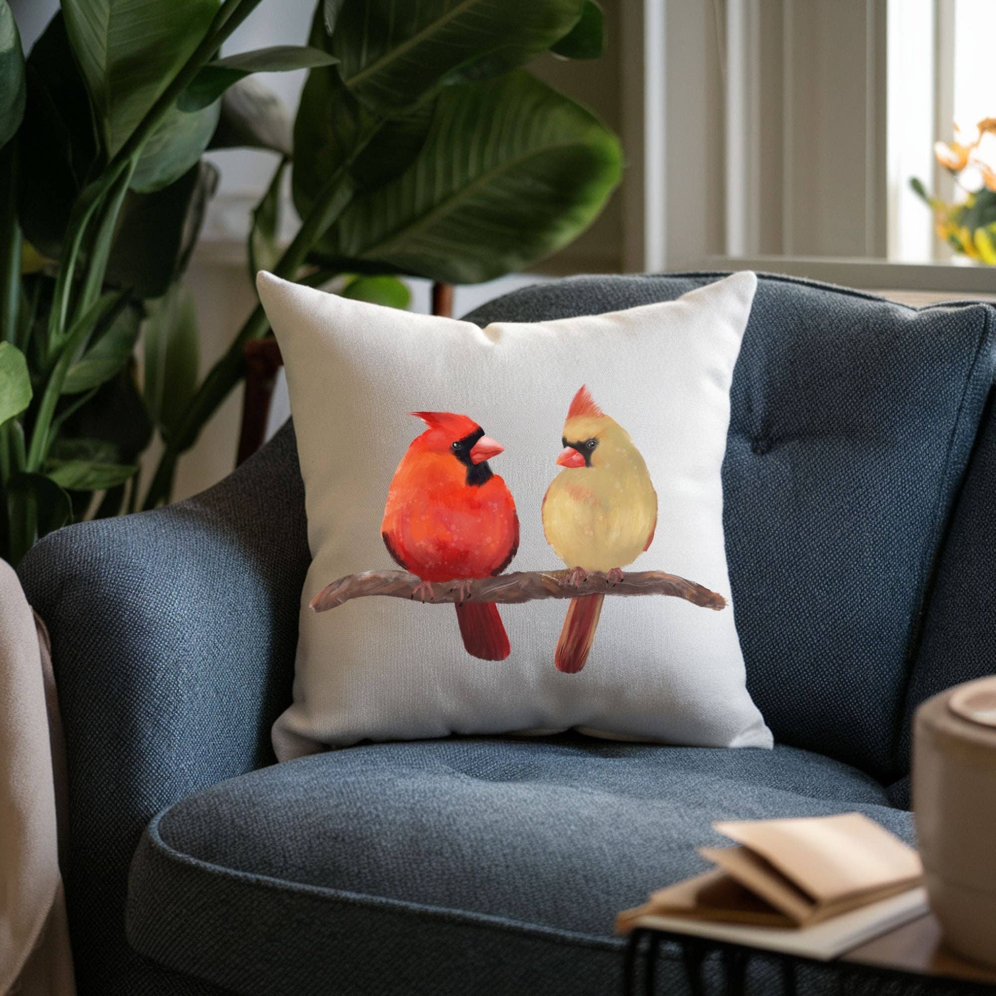 MerikaArt - Wholesale Throw/Decorative Pillow - Northern Cardinal Pair Bird Pillow1