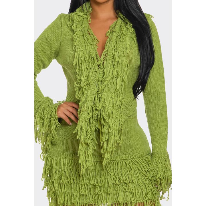 omgstyles - Wholesale Top & Skirt Set - Women's - Fringe Sweater Skirt Set20
