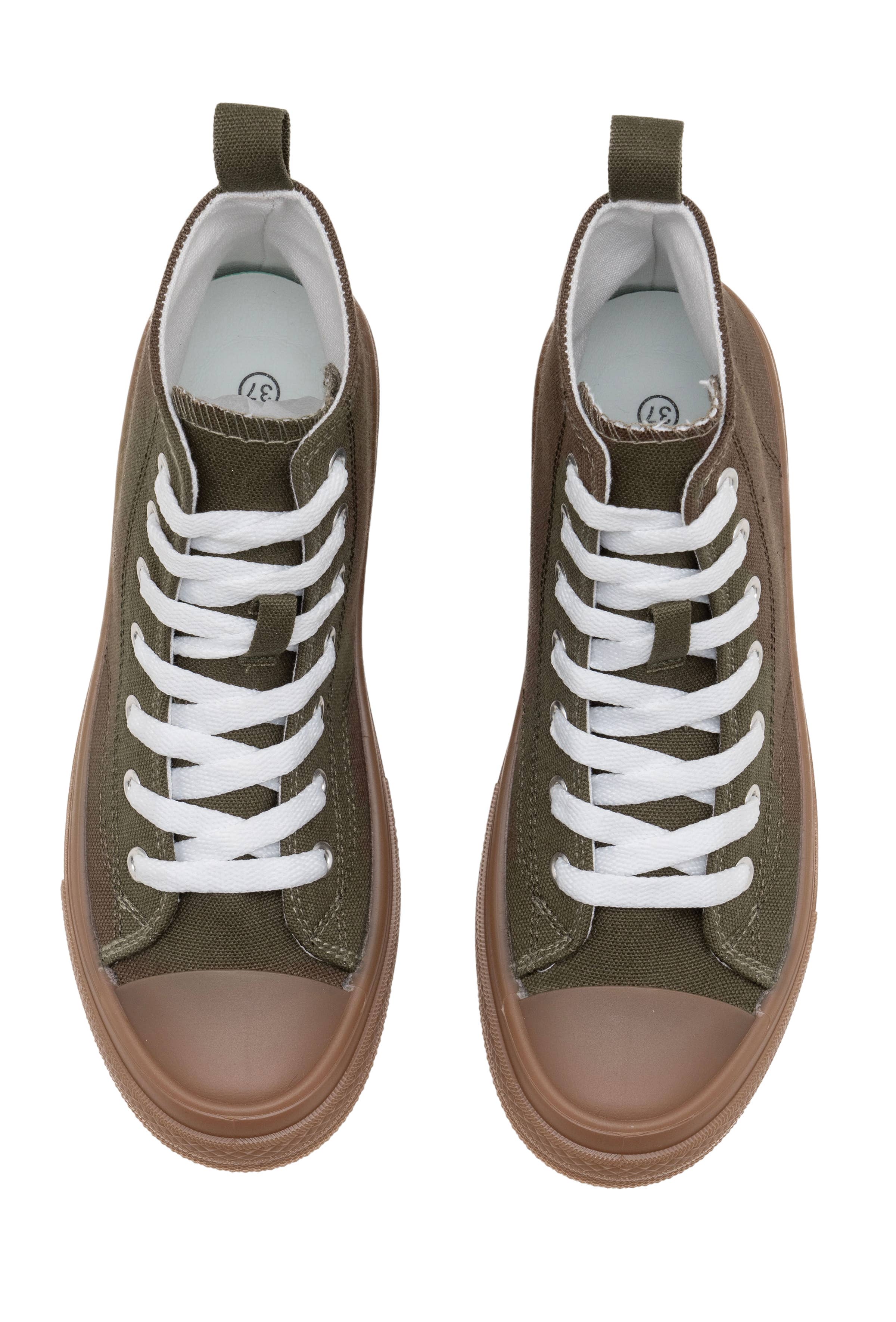 C'M PARIS - Wholesale Lifestyle Sneakers - Women's - Retro Style High-Top Canvas Sneakers 12226