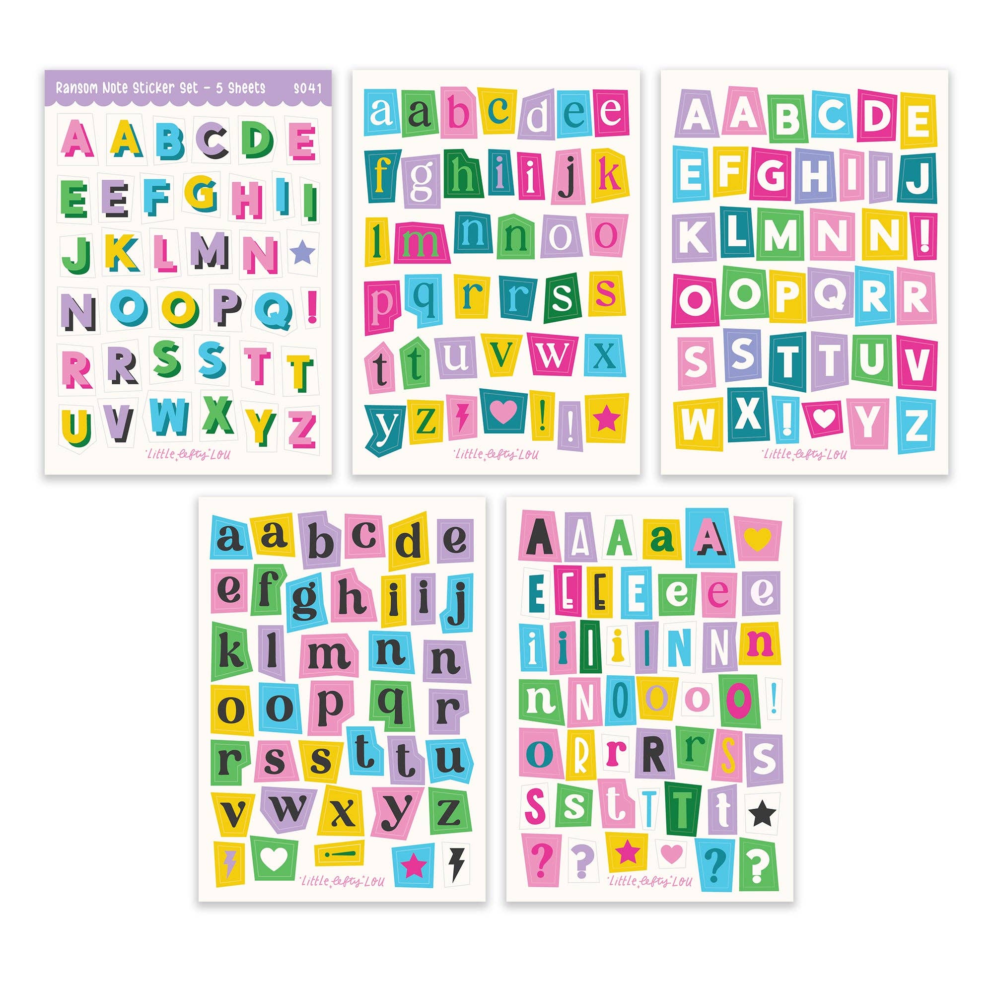Little Lefty Lou - Wholesale Sticker - Ransom Note Sticker Set - 5 Sheets Waterproof1
