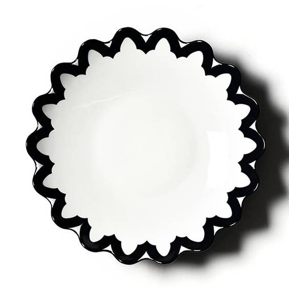 Black Arabesque Scallop 11 Pasta Bowl for wholesale by Coton Colors