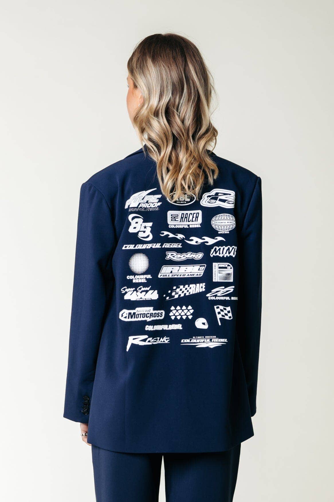 Jesra Racer Logo Blazer | Dark Navy for wholesale on Faire