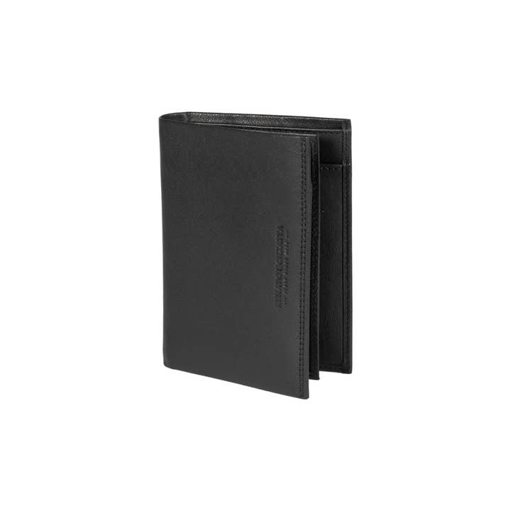 RB12009A | Gefaltete Herren-Geldbörse aus echtem Vollnarbenleder mit feiner Struktur, Farbe Schwarz, RFID-Schutz, Maße 9,5 x 13 x 2 cm, Geschenkbox mit Deckel für den Großhandel von Kaili mood / RENATO BORZATTA - Italy since 1978 -
