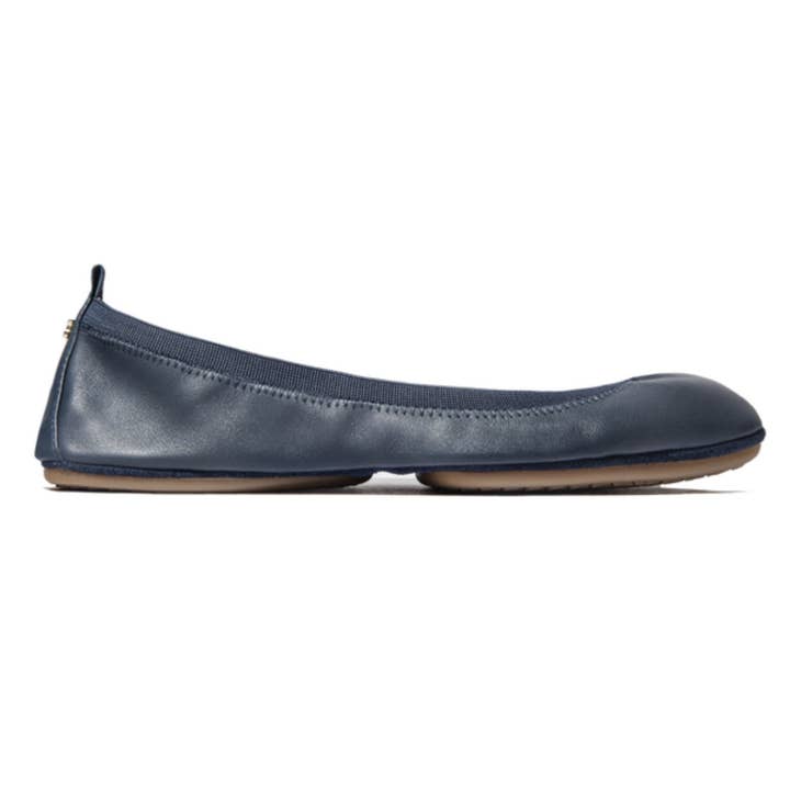 Samara Navy Leather Foldable Ballet Travel Flat For Women for wholesale by Yosi Samra