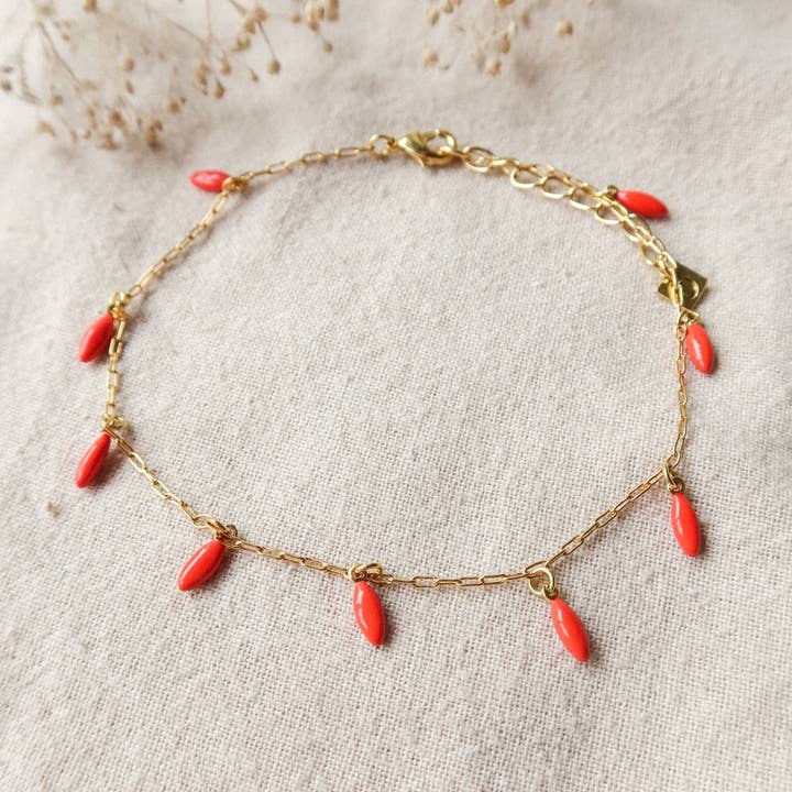 Fußkettchen Sommer Fußkettchen Orange Drops für den Großhandel von Olivolga Bijoux