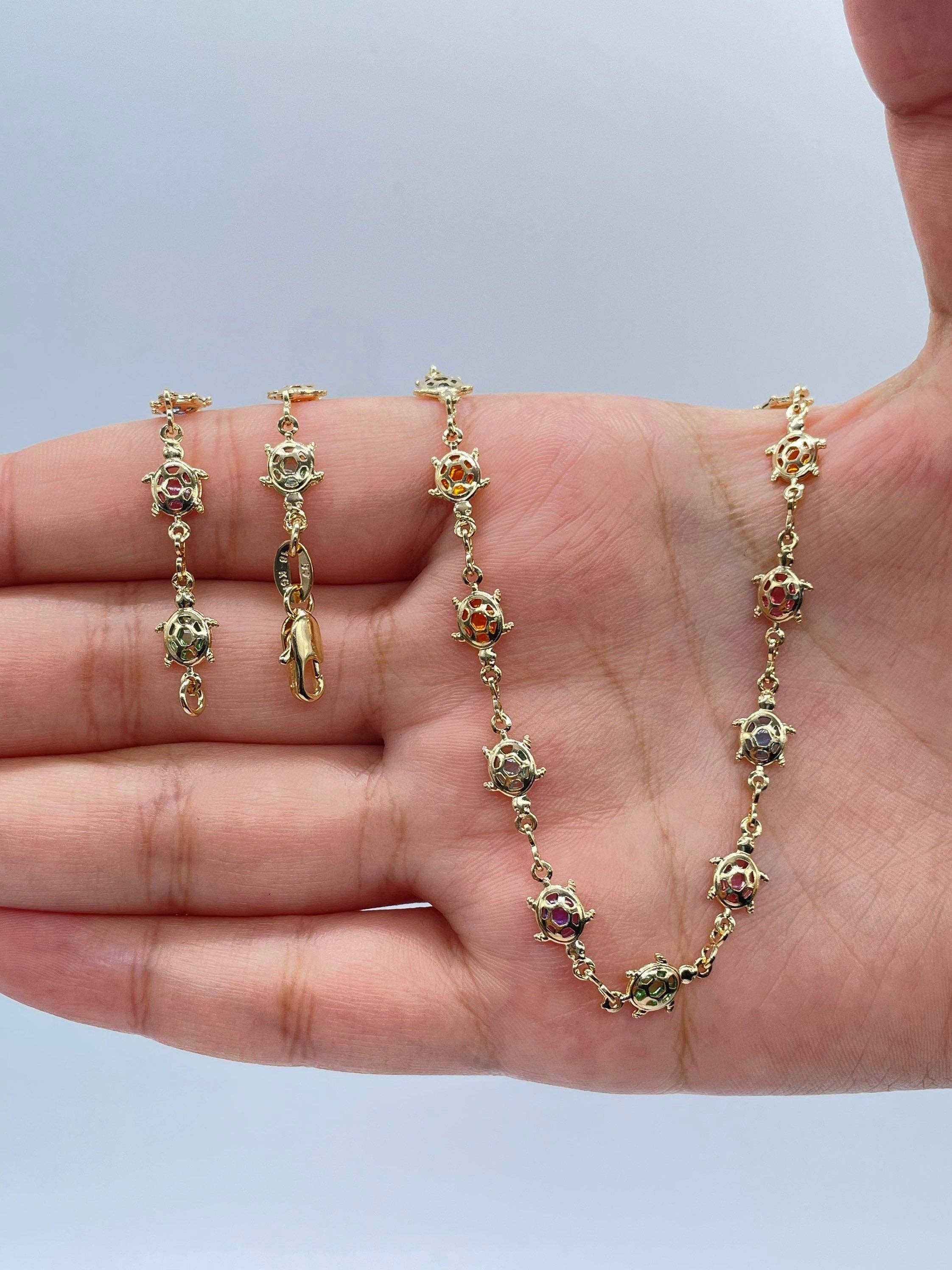 Milie - Wholesale Jewelry Set - 18k GF Colorful Baby Turtle Jewelry Set0