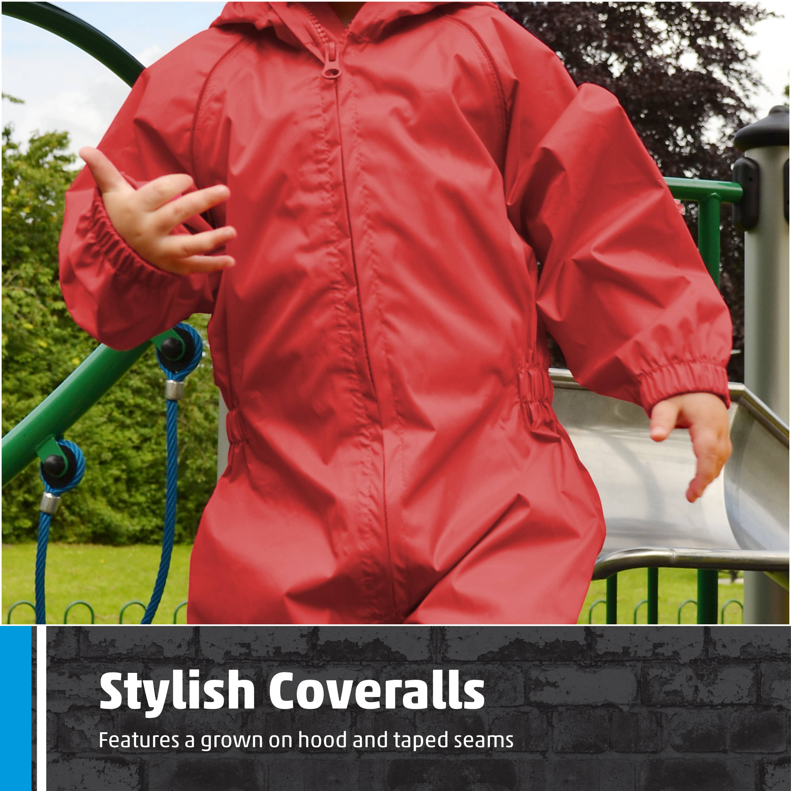 TuffStuff Workwear - Wholesale Raincoat - Kids - Fort Splashaway Coverall, Kids Waterproof Suit, Taped Seams6