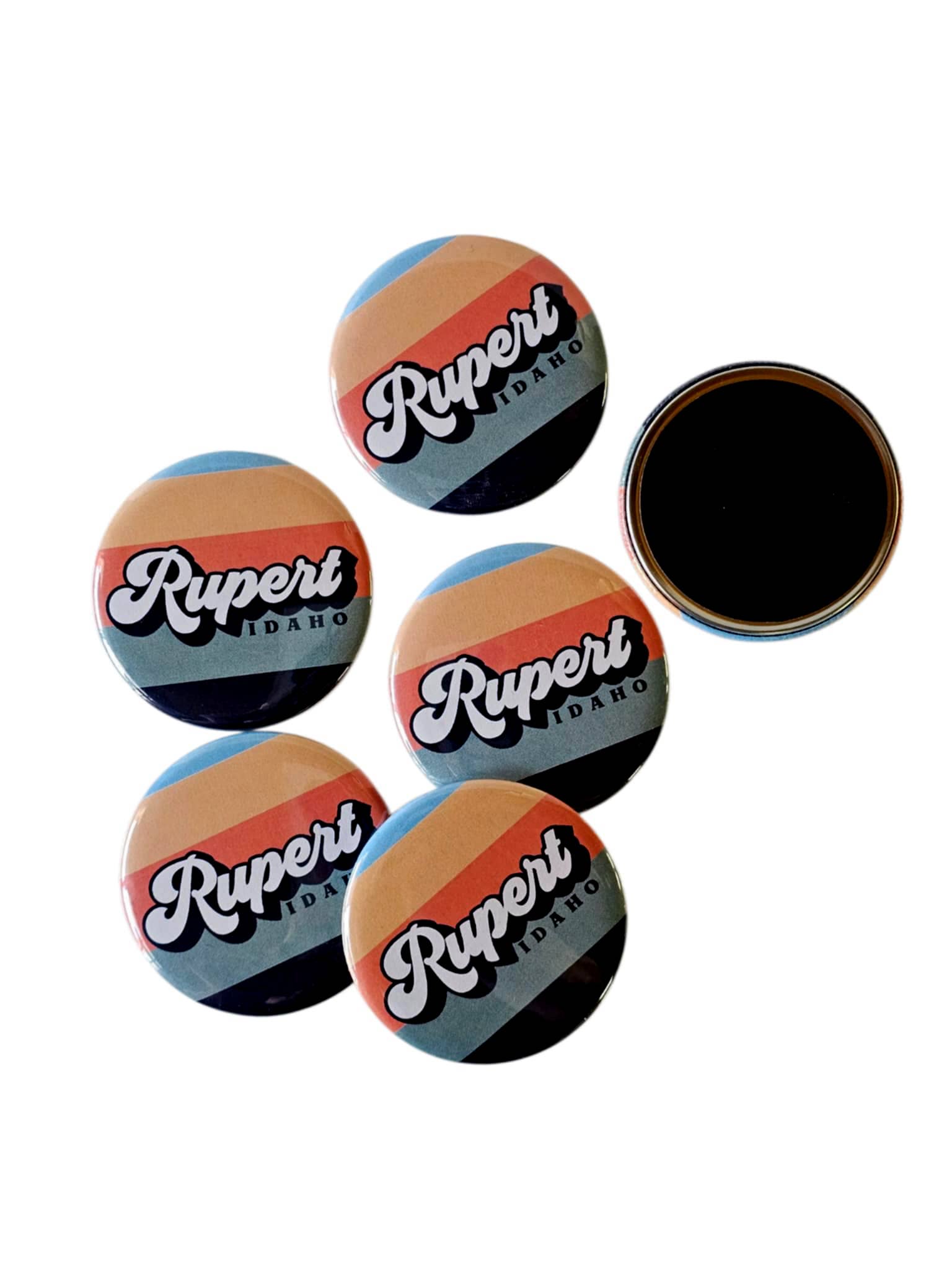 Mad River - Wholesale Magnet - 2.25 Custom Retro Button Magnet with your City/State Text.3