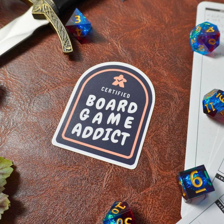 Minva Tabletop Design Co - Wholesale Sticker - Certified Board Game Addict Sticker
