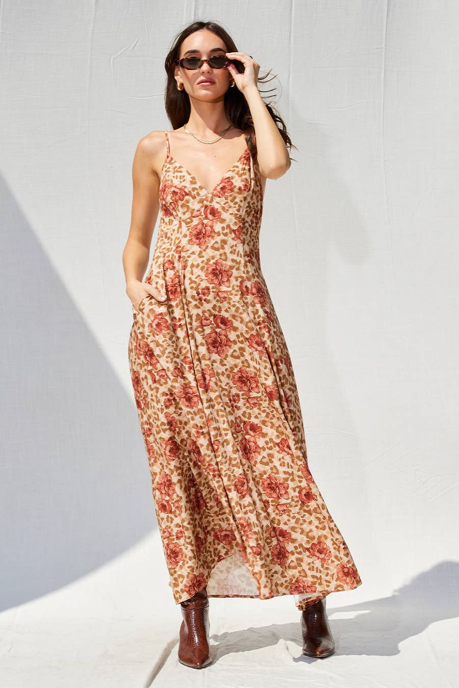 MULTI Printed Open Back Maxi Dress for wholesale on Faire8