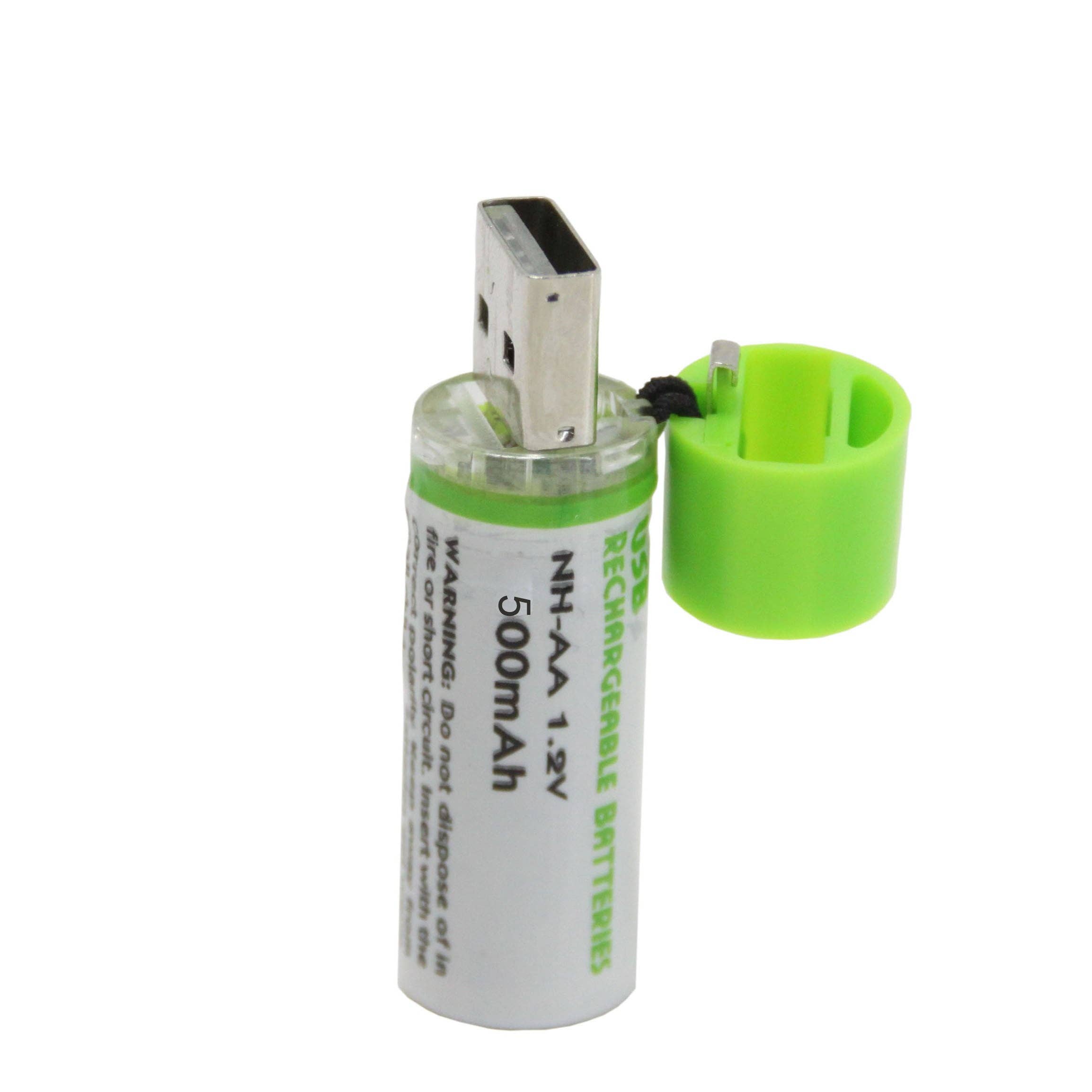 FIXTUREDISPLAYS - Wholesale Portable Charger - 4 Packs Built in USB Cell AA Rechargable Battery 1.2V 500MAH 16079 4PK0