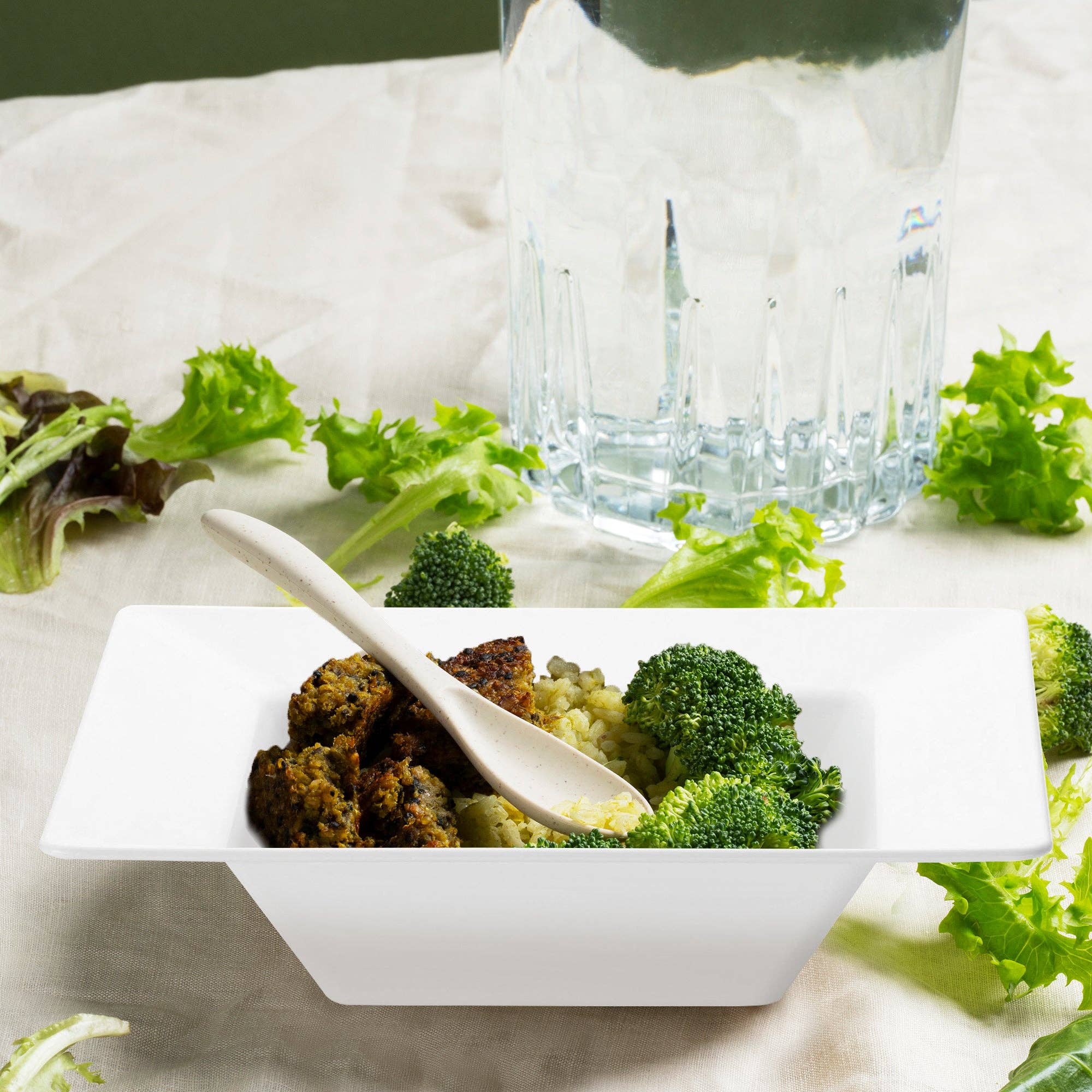 Smarty had a Party - Wholesale Disposable Plate - 12 oz. White Square Plastic Soup Bowls - 10 pcs7