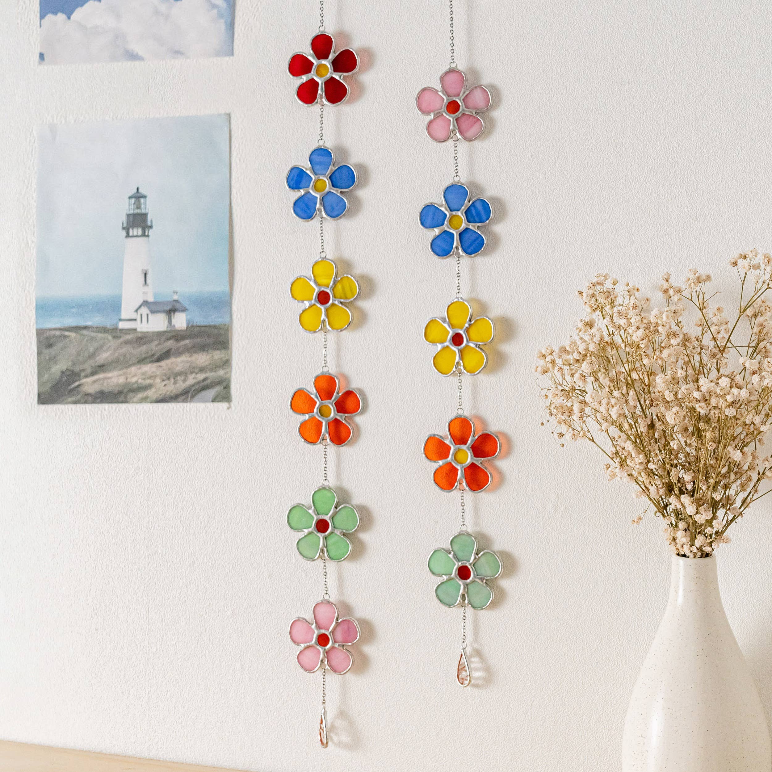 MondoBellissimo - Vendita all'ingrosso Bandierine/Ghirlande - Ghirlanda di Fiori in Vetro Colorato per Decorazione di Finestre F950