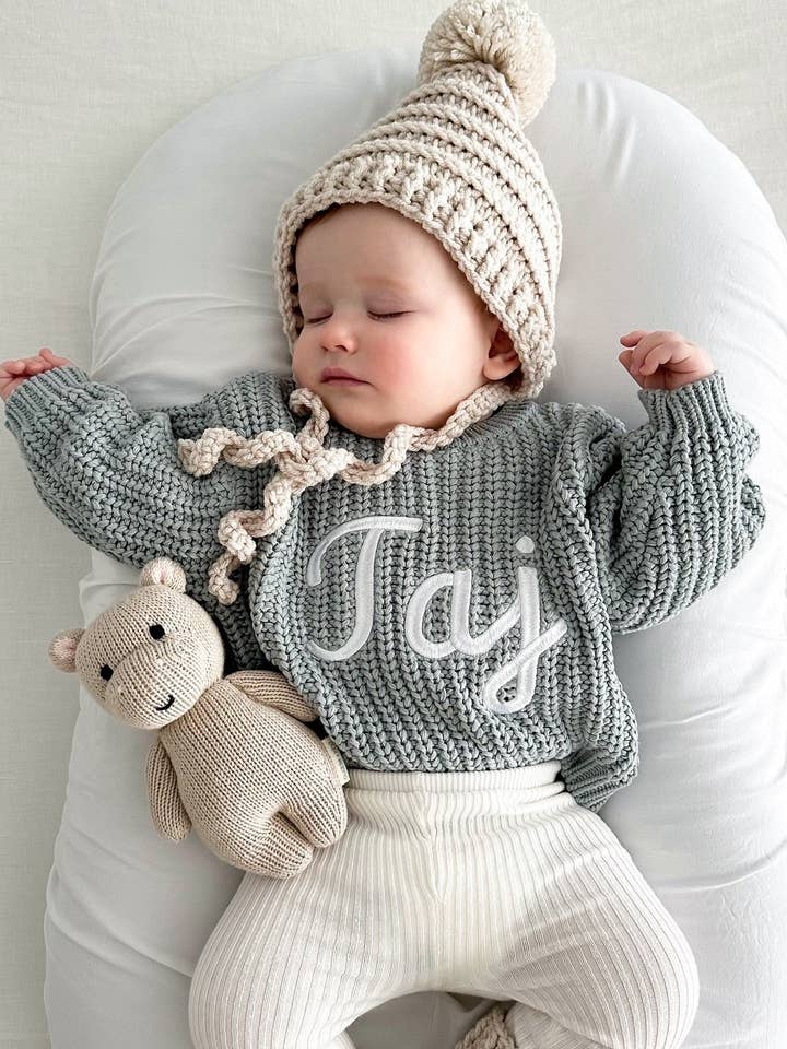 Petite + Co - Wholesale Knitted jumper – Baby - CHUNKY KNIT JUMPER - SEA1