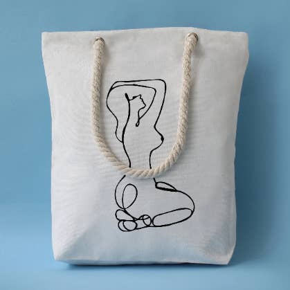 Premium Tygväska Kvinna Silhouette - med mjuka rep med för wholesale av Triangular Studio Inc