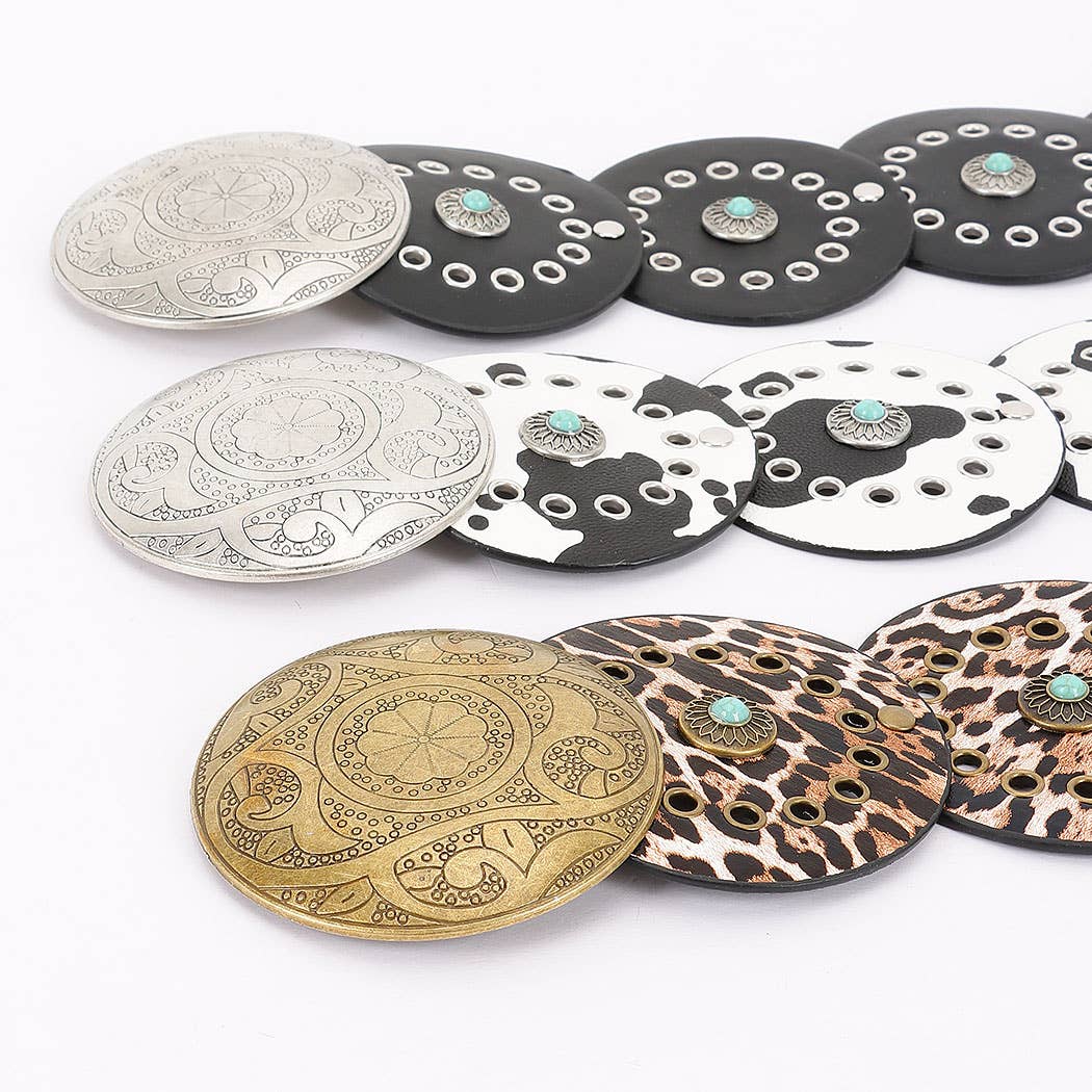 3AM BY H&D ACCESSORIES - Wholesale Belt - Women's - Faux Leather Disc Belt8