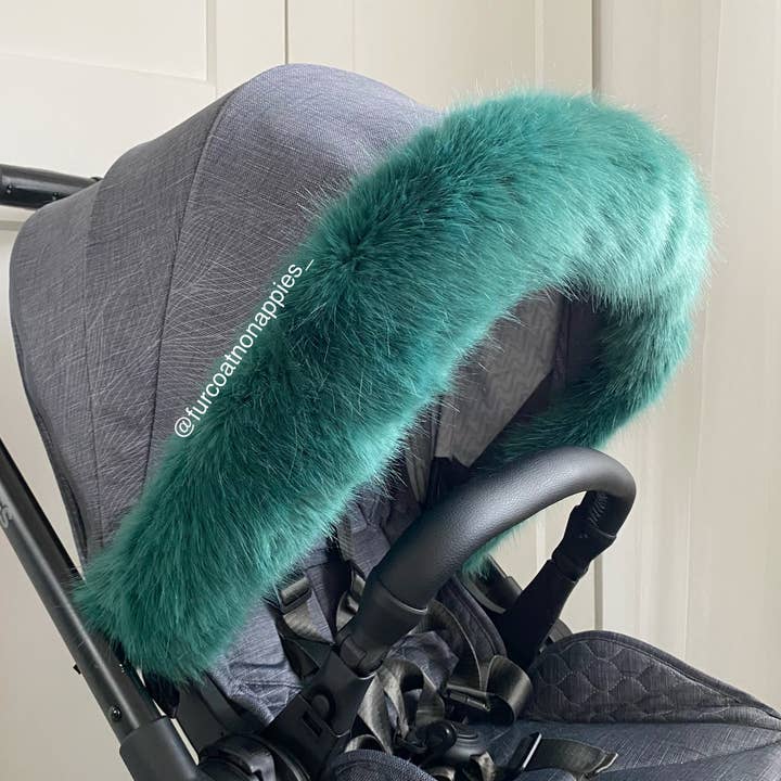 Universal Jade Grön Fuskpäls Barnvagn Hood Trim för wholesale av Fur coat no nappies U.K. ltd