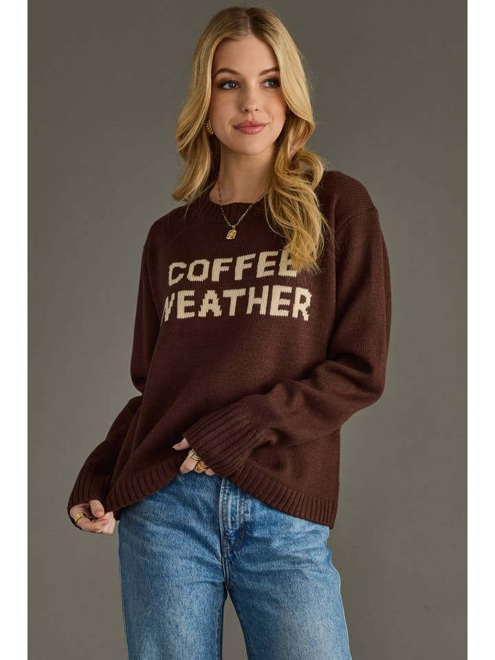 Panache Apparel Co. – wholesale Knitted jumper – Women′s – Dk. Brown Coffee Weather Sweater3