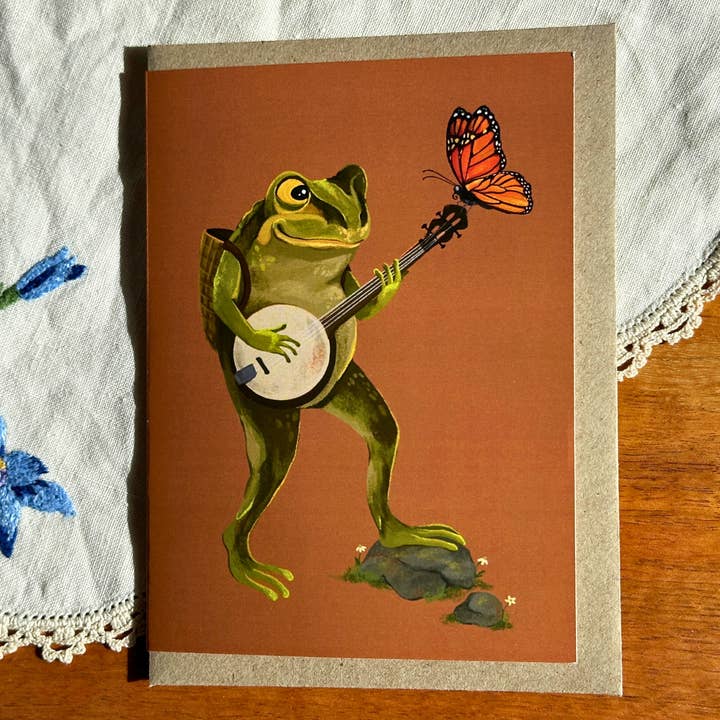 Anna Seed Art - Wholesale Everyday greeting card - Greeting Card - Banjo Frog1