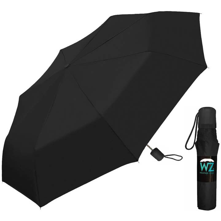 Parapluie Super Mini de 42 po à ouverture manuelle en noir uni pour la vente par Chaby International