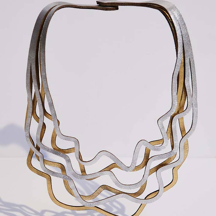 Curves Duo Necklace - Silver / Gold for wholesale on Faire2